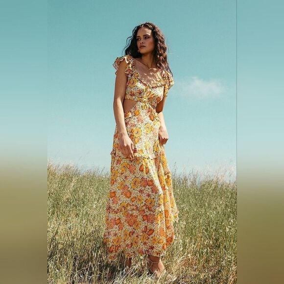 Cleobella Clara Cut Out Ankle Maxi Dress In Lucia Floral Size Large NWT - Picture 6 of 12